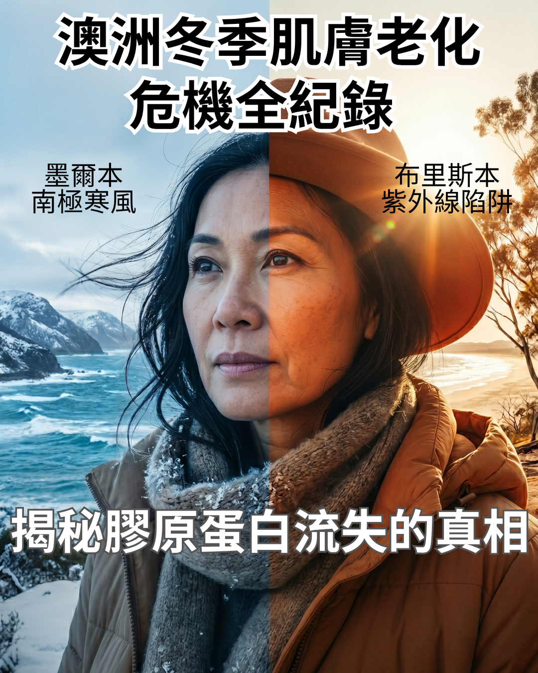 澳洲冬季肌膚老化危機全紀錄         從墨爾本的南極寒風到布里斯本的紫外線陷阱：揭秘膠原蛋白流失的真相